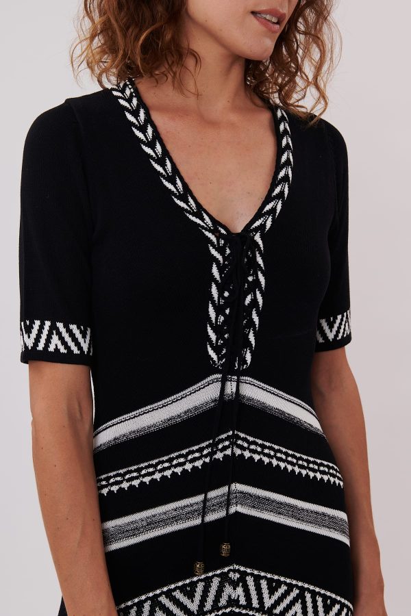 Robe maxi manches courtes en maill jacquard HEATHER - Image 4