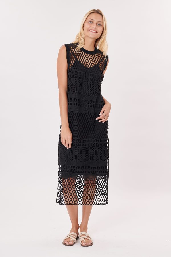 Robe longue droite découpe géométrique SALAMANDRE