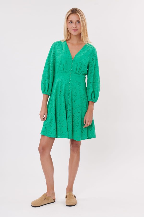 Robe courtes manches 3/4 en broderie anglaise SALMA