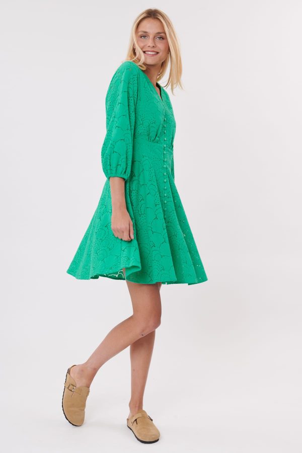 Robe courtes manches 3/4 en broderie anglaise SALMA - Image 2
