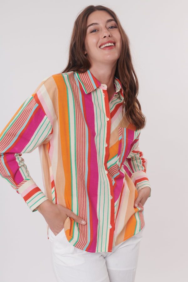 Chemise imprimée rayée manches longues RENONCULE