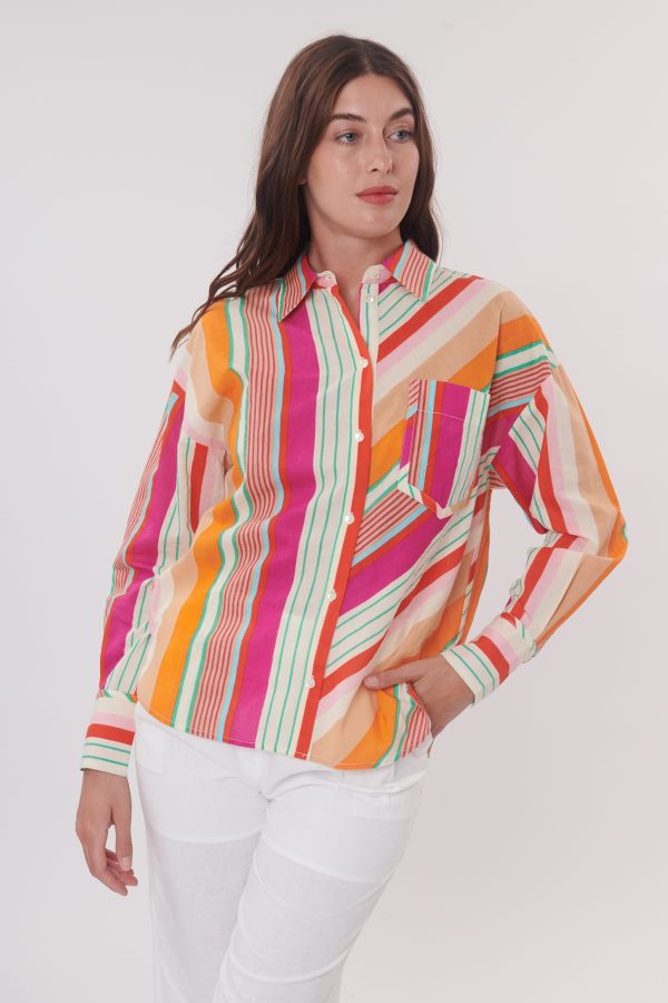 Chemise imprimée rayée manches longues RENONCULE - Image 2