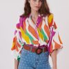 Blouse ample imprimée manches larges 3/4 RESPECT