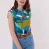 Blouse imprimée à volants sans manches RESULTAT