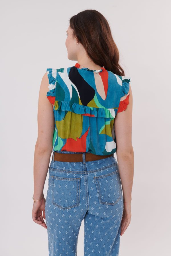 Blouse imprimée à volants sans manches RESULTAT - Image 3