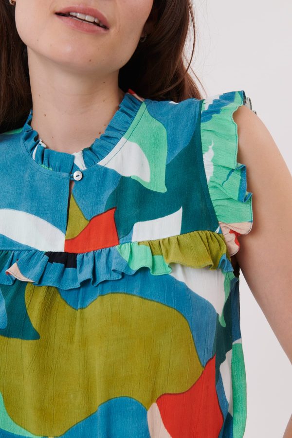 Blouse imprimée à volants sans manches RESULTAT - Image 4