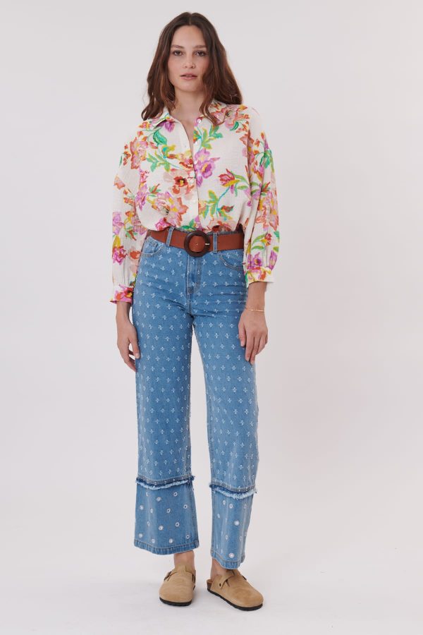Chemise longue imprimée fleurie à manches longues RETRO - Image 2