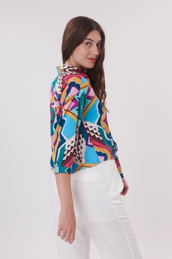 Chemise courte imprimée manches 3/4 REX - Image 3