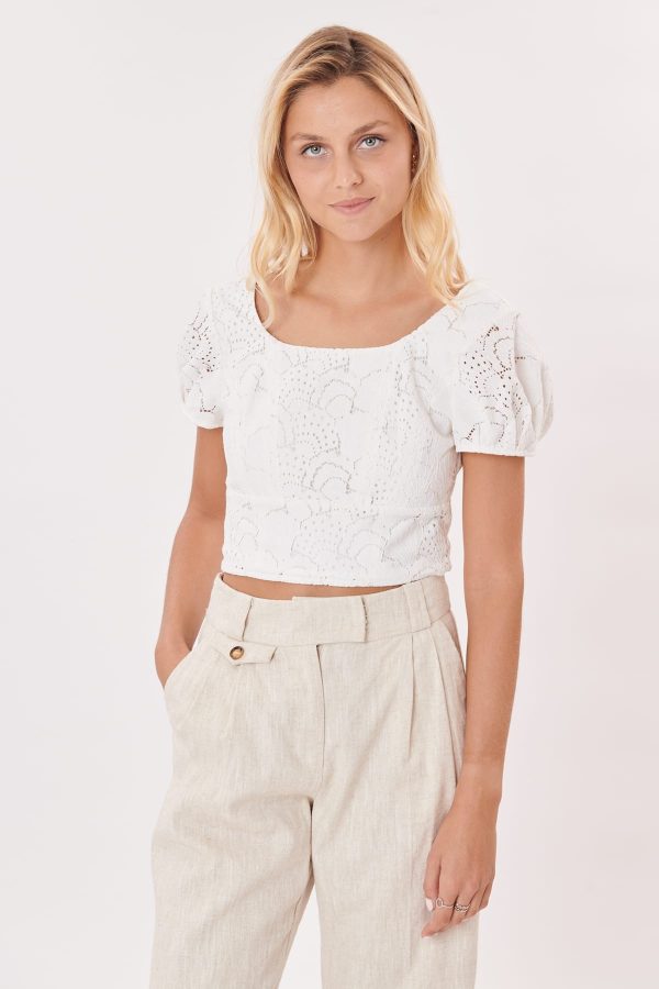 Top court manches courtes en broderie anglaise OCCASION