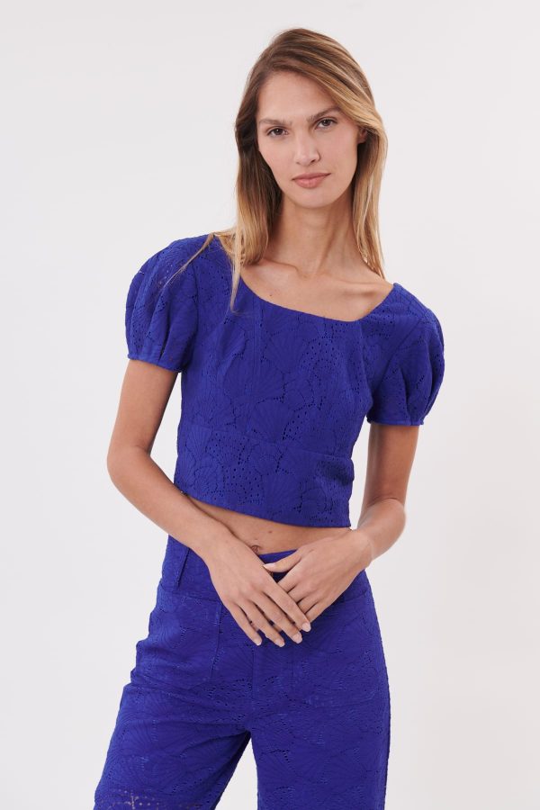 Top court manches courtes en broderie anglaise OCCASION - Image 6