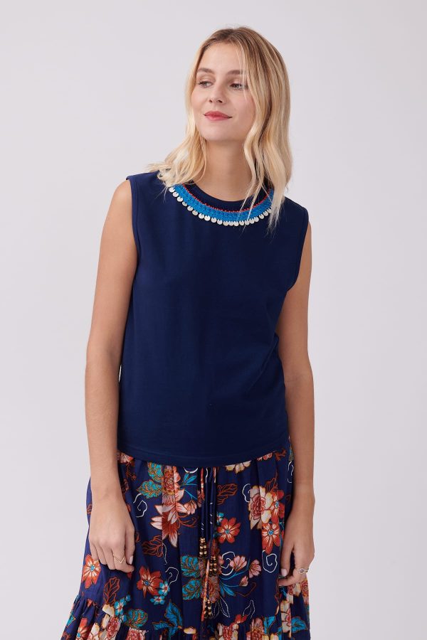 Tee-shirt uni en jersey avec broderies KEMINA - Image 2