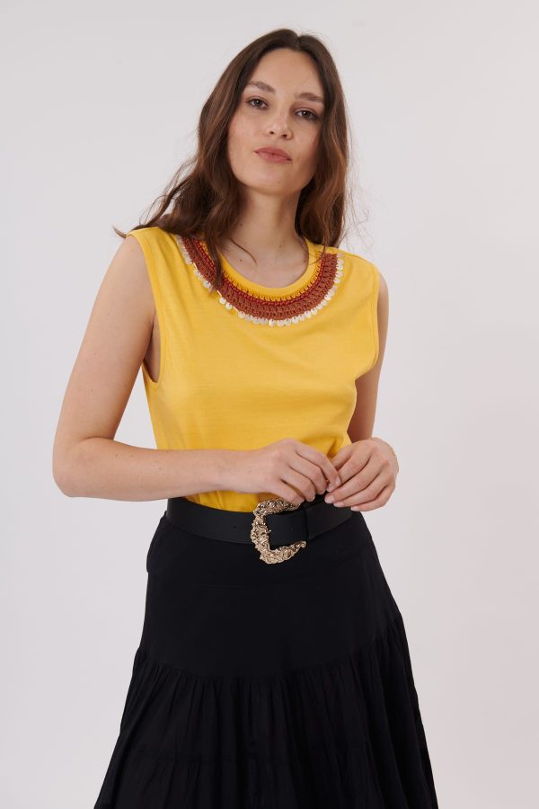Tee-shirt uni en jersey avec broderies KEMINA - Image 6