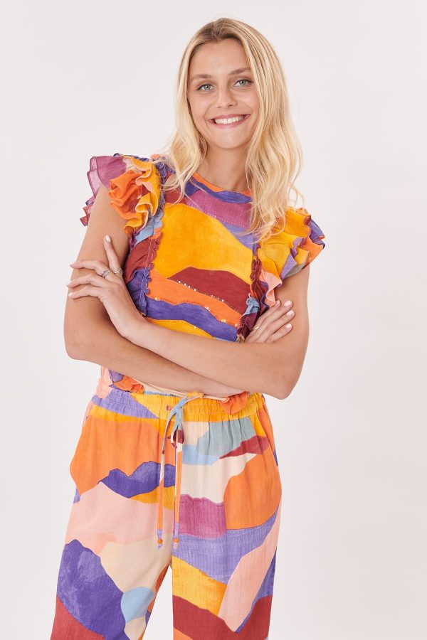Tee-shirt imprimé sans manches à volants KINSLEY - Image 2