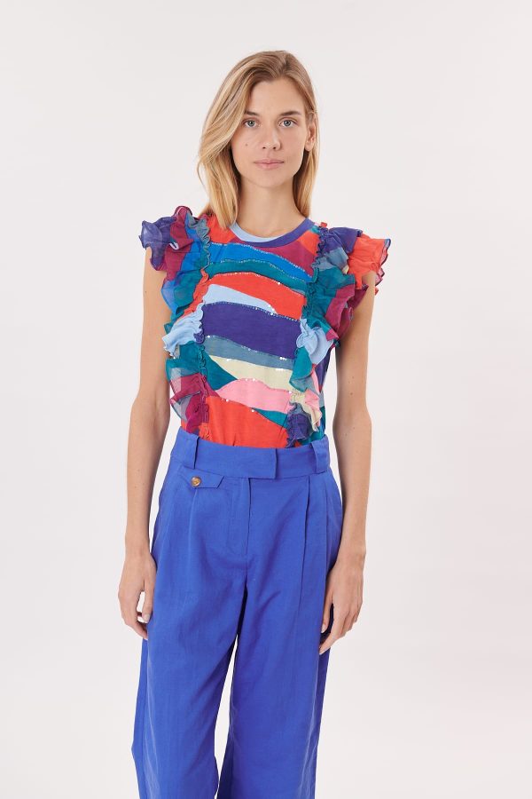 Tee-shirt imprimé sans manches à volants KINSLEY - Image 5