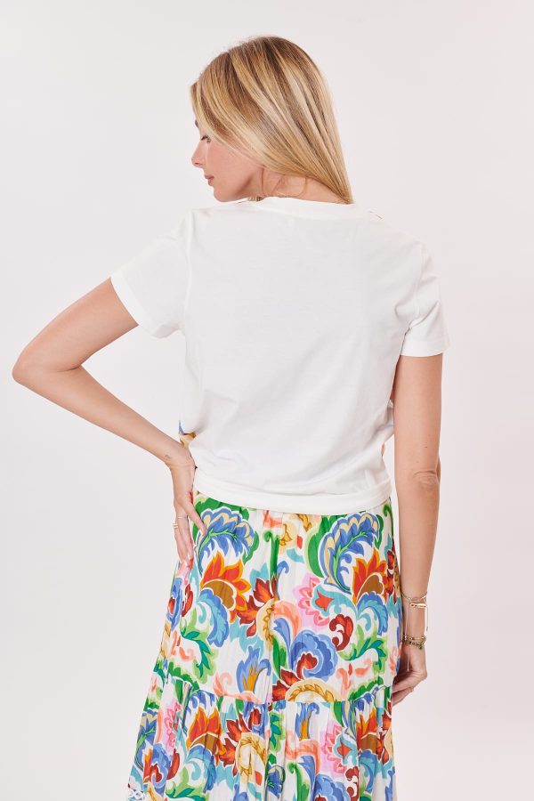 Tee-shirt imprimé col rond brodé KLOE - Image 4