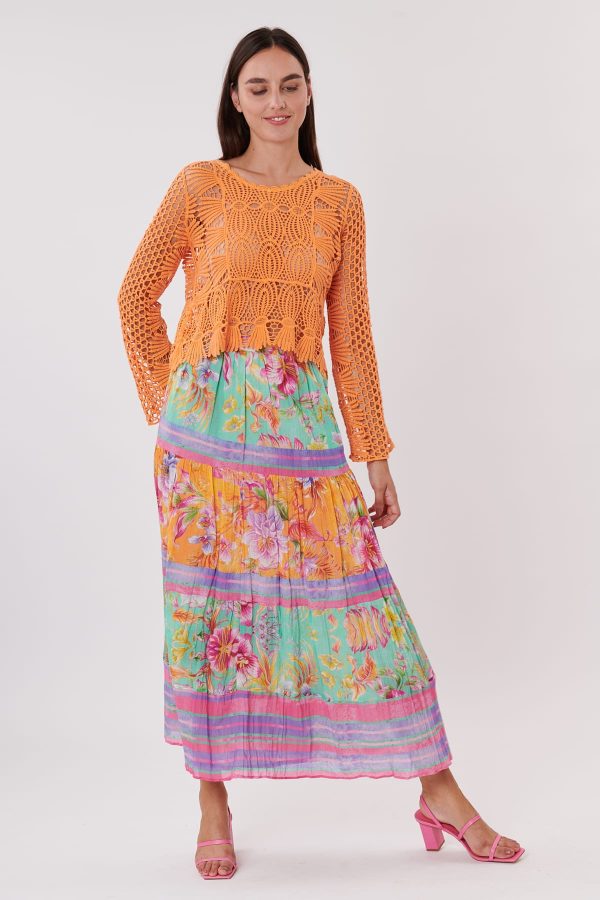 Jupe longue imprimée en coton taille élastique VALINA - Image 3