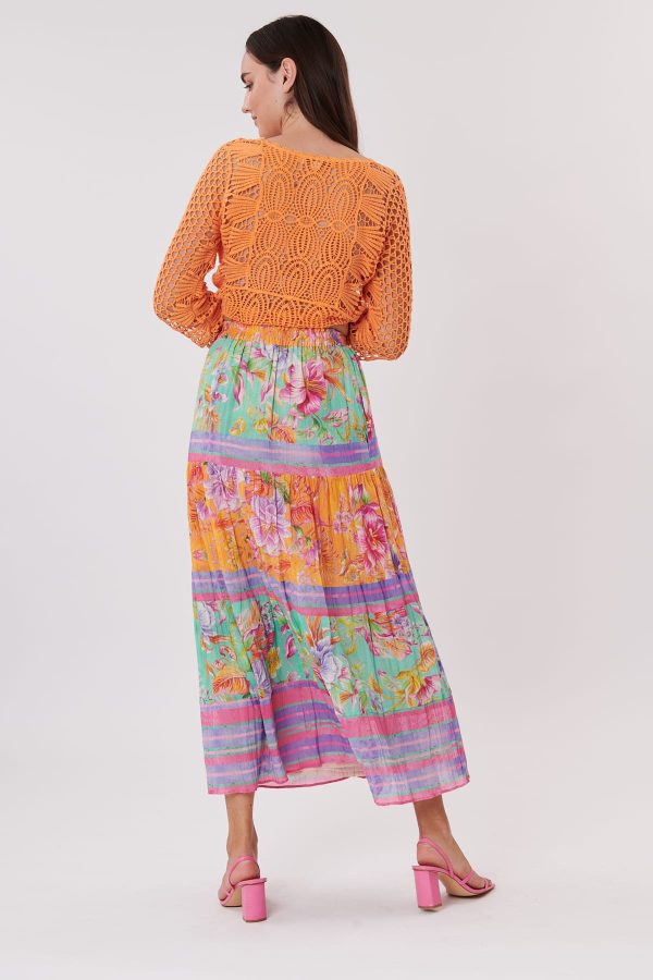 Jupe longue imprimée en coton taille élastique VALINA - Image 4
