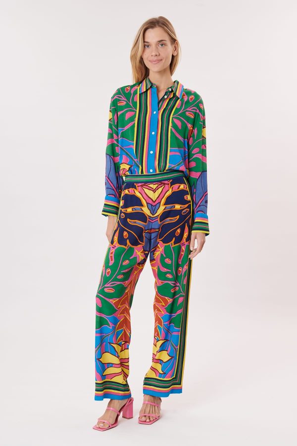 Pantalon ample imprimé et rayé PAULA