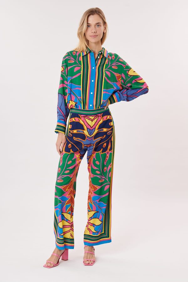 Pantalon ample imprimé et rayé PAULA - Image 2