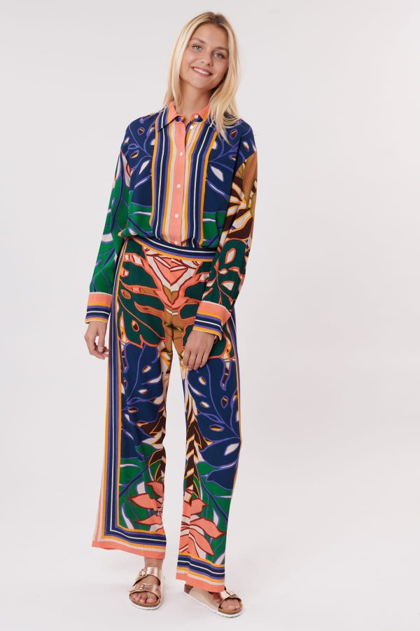 Pantalon ample imprimé et rayé PAULA - Image 5