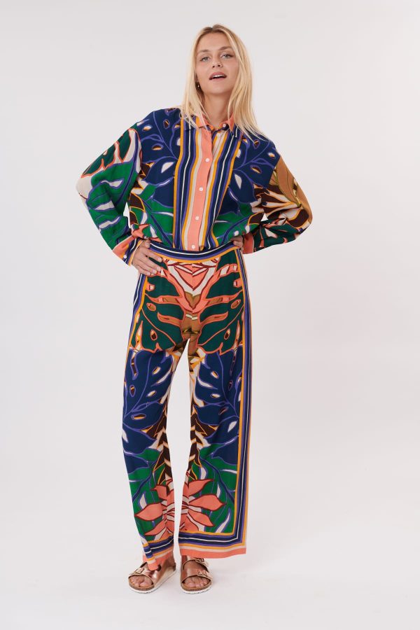 Pantalon ample imprimé et rayé PAULA - Image 6