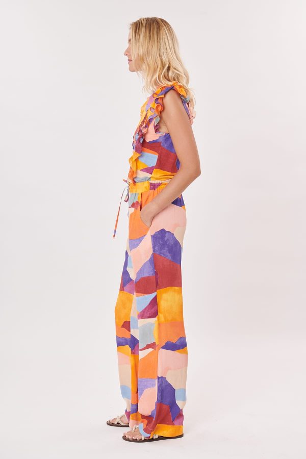 Pantalon ample et droit imprimé abstrait PEGGY - Image 2