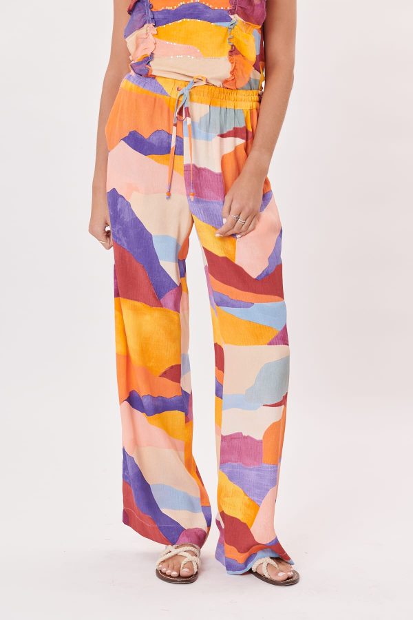 Pantalon ample et droit imprimé abstrait PEGGY - Image 4