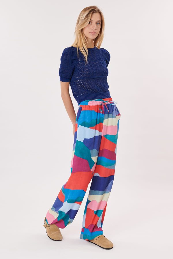 Pantalon ample et droit imprimé abstrait PEGGY - Image 6