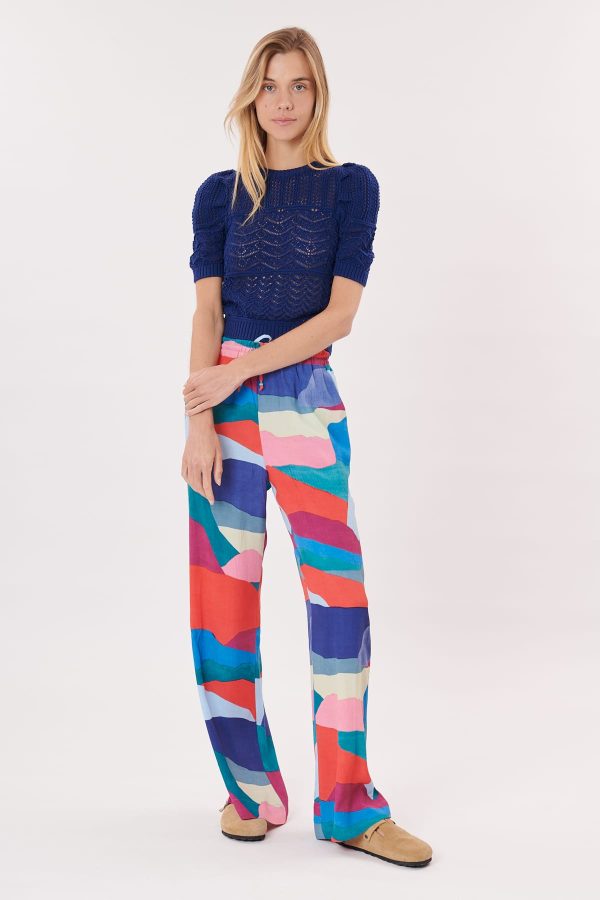 Pantalon ample et droit imprimé abstrait PEGGY - Image 7