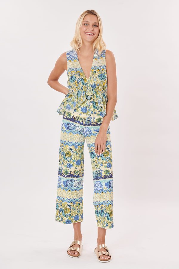 Pantalon court évasé imprimé floral PELAGIE