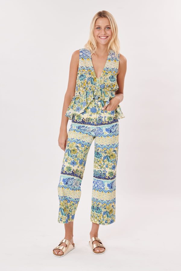 Pantalon court évasé imprimé floral PELAGIE - Image 2