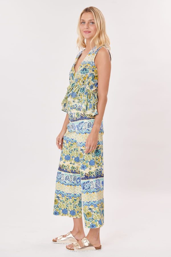 Pantalon court évasé imprimé floral PELAGIE - Image 3
