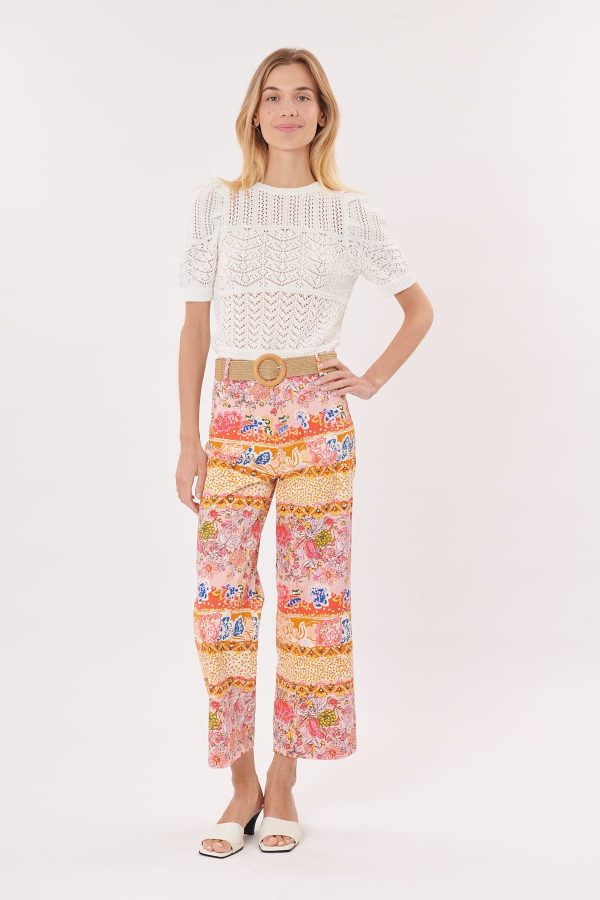 Pantalon court évasé imprimé floral PELAGIE - Image 6