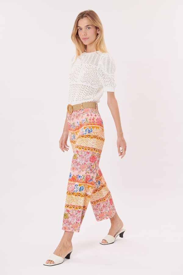 Pantalon court évasé imprimé floral PELAGIE - Image 7