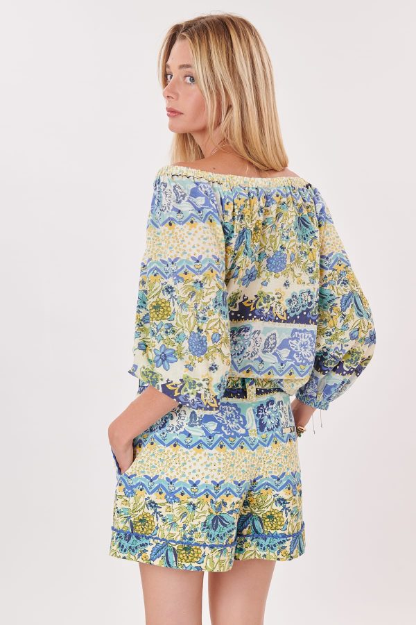 Short imprimé taille haute, ceinturé et broderies WALLYS - Image 3