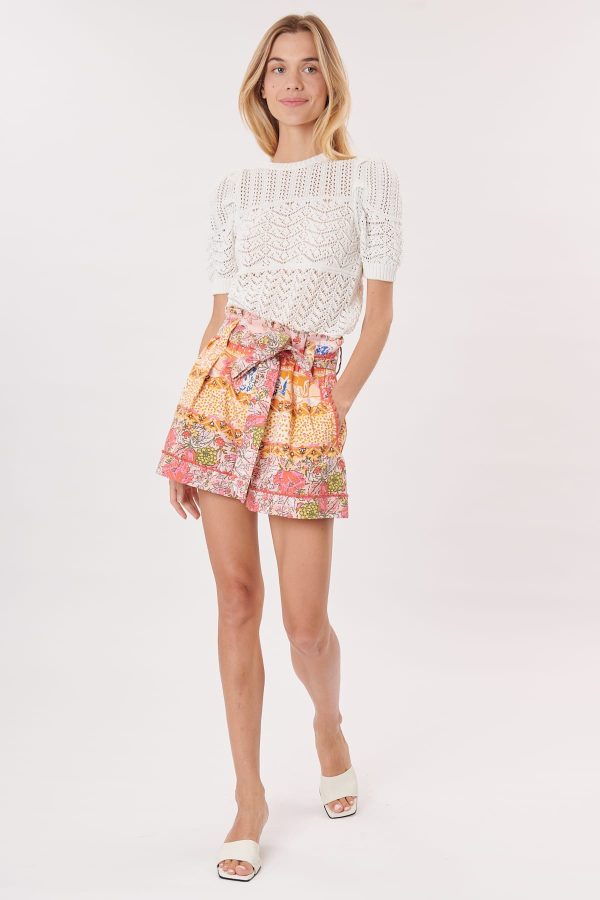 Short imprimé taille haute, ceinturé et broderies WALLYS - Image 6