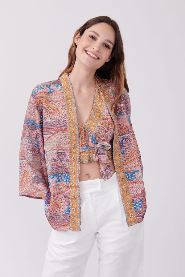 Ensemble Kimono et crop top imprimé Paisley YANNETTE - Image 2