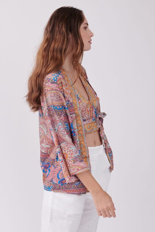 Ensemble Kimono et crop top imprimé Paisley YANNETTE - Image 3