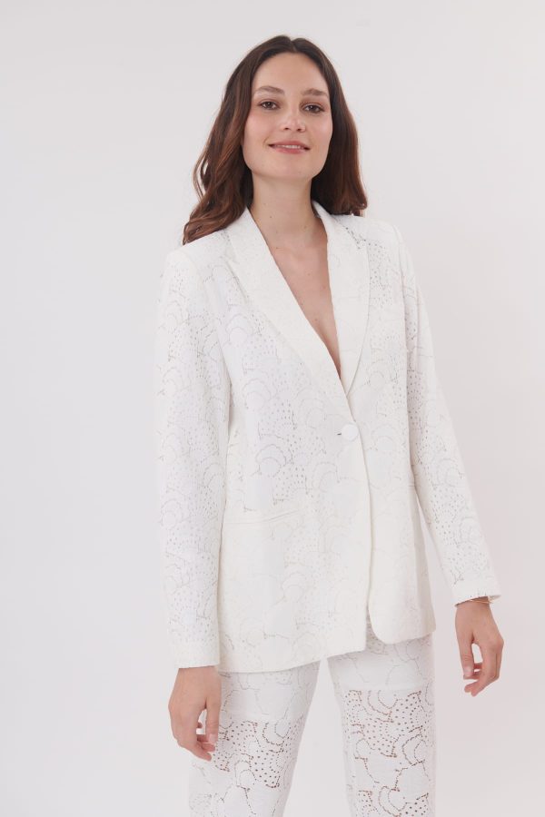 Veste longue en broderie anglaise manches longues YASNA