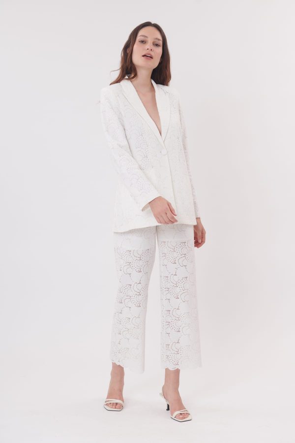 Veste longue en broderie anglaise manches longues YASNA - Image 2