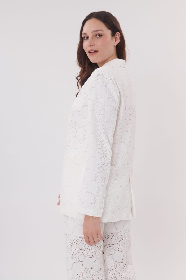Veste longue en broderie anglaise manches longues YASNA - Image 3