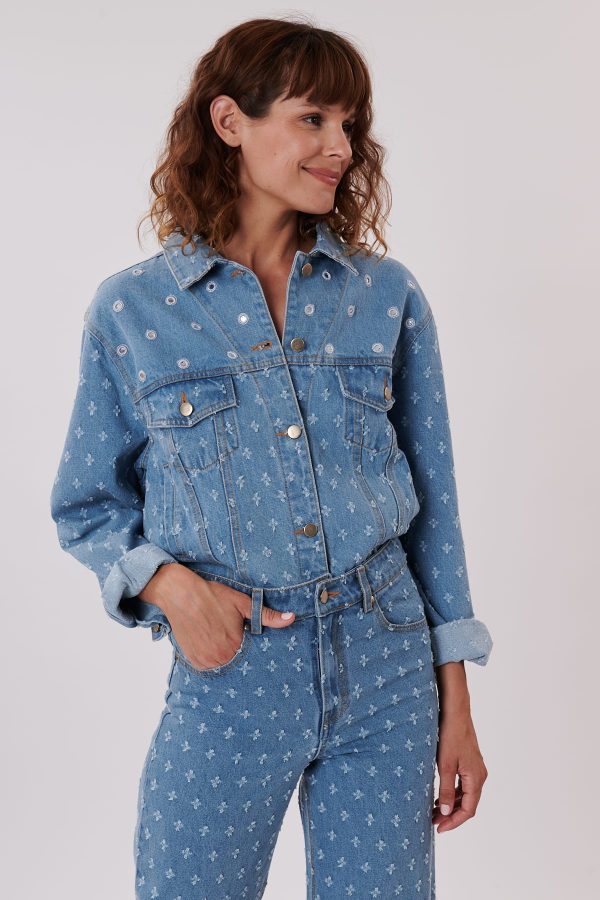 Veste en jean avec miroirs et petits trous YOLITA - Image 2