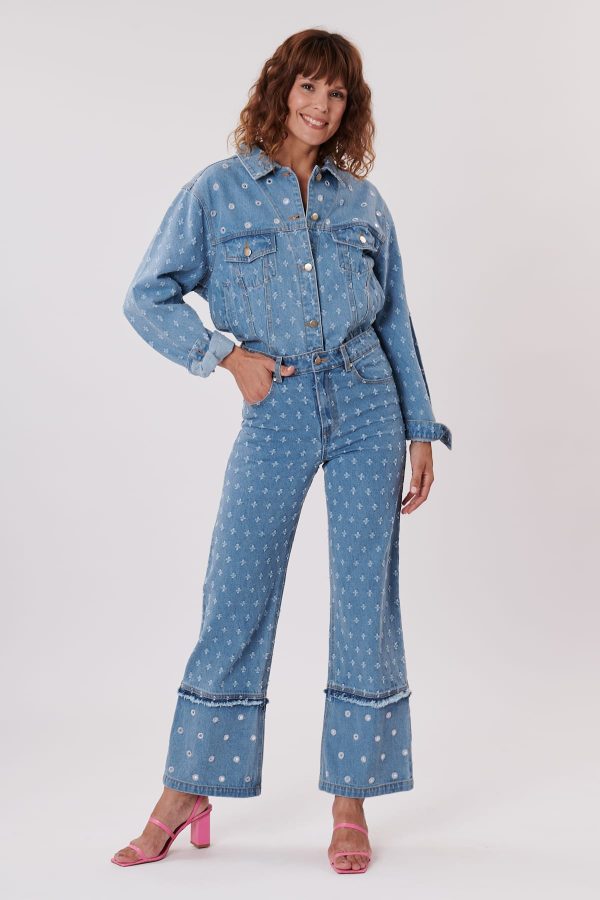 Veste en jean avec miroirs et petits trous YOLITA - Image 3