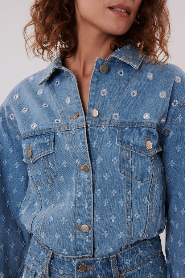 Veste en jean avec miroirs et petits trous YOLITA - Image 6