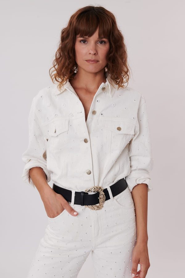 Veste en jean avec miroirs et petits trous YOLITA - Image 7