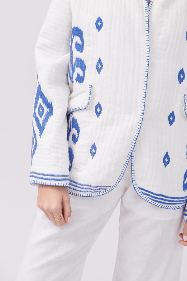 Veste matelassée et brodée bicolore col kimono YUCATAN - Image 5