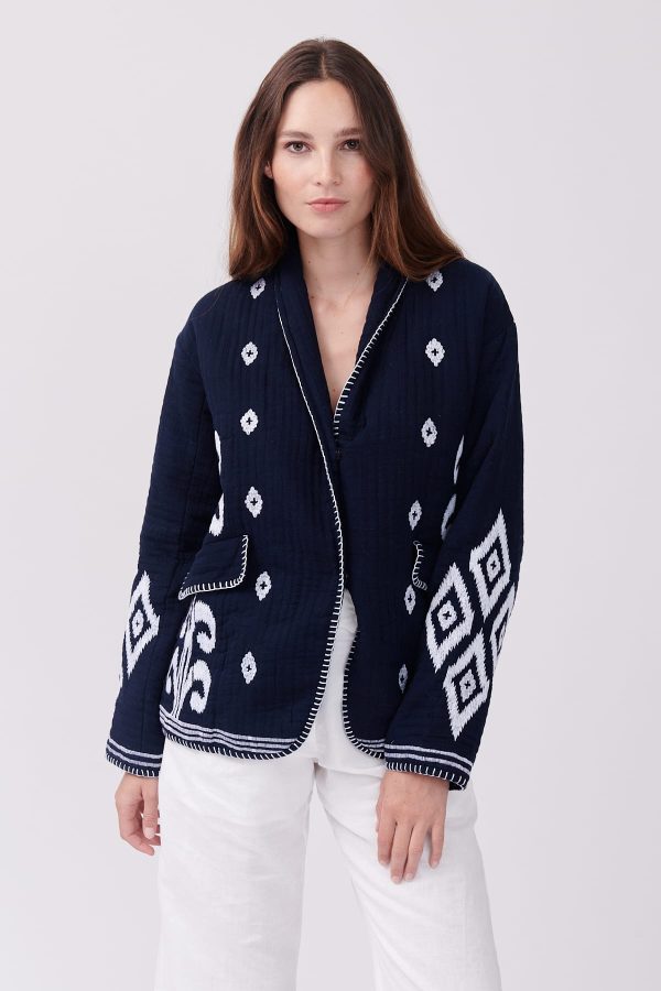 Veste matelassée et brodée bicolore col kimono YUCATAN - Image 6