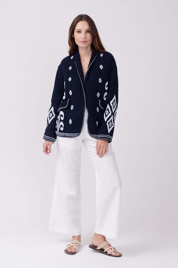 Veste matelassée et brodée bicolore col kimono YUCATAN - Image 7
