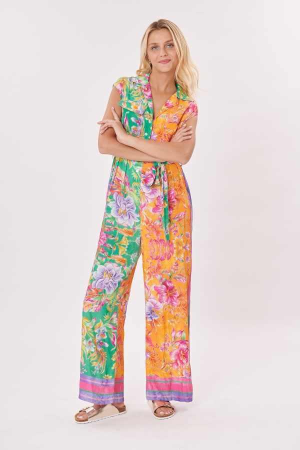 Combinaison imprimée floral col en V INDIA