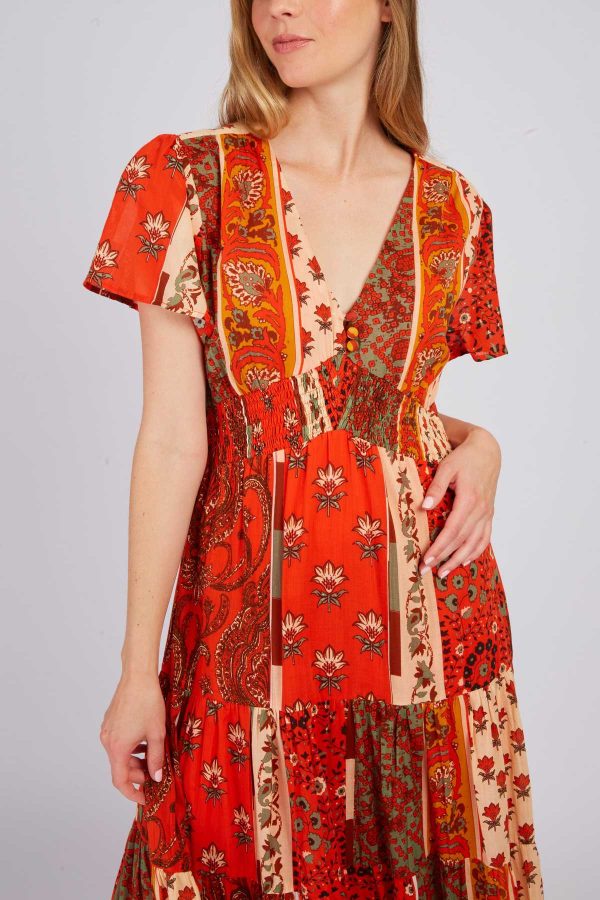 Robe longue imprimée patchwork PAPILLE - Image 4